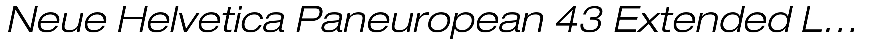 Neue Helvetica Paneuropean 43 Extended Light Oblique